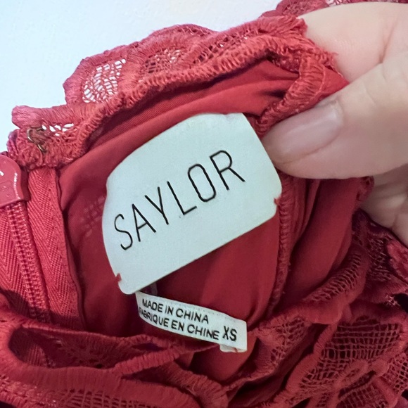 SAYLOR Rust Red Color Lace Dress - Picture 3 of 7